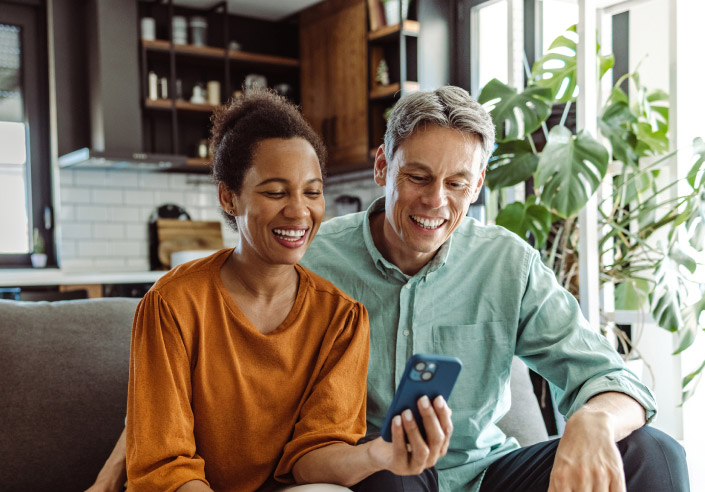 couple using phone